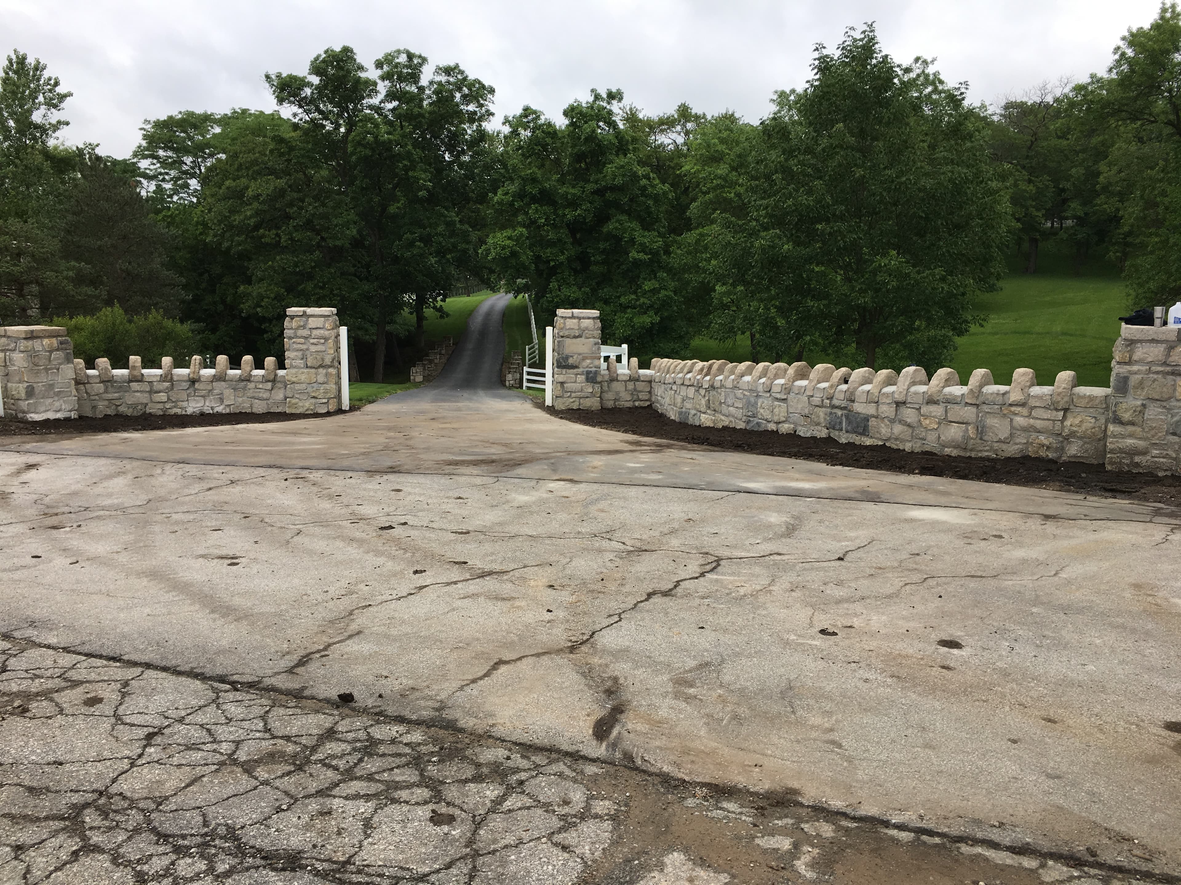 Driveway stone pillars & walls